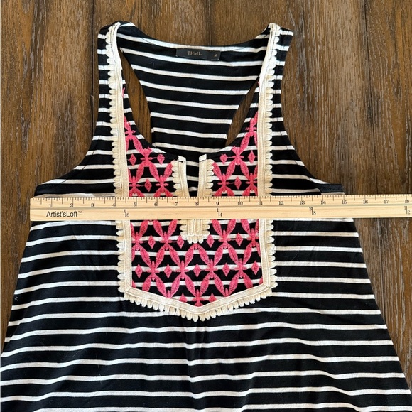 THML Women’s Embroidered and Striped Sleeveless Tank Top Size M - Picture 3 of 8